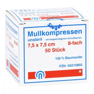 Mullkompressen Es 7,5×7,5 cm unsteril 8-fach