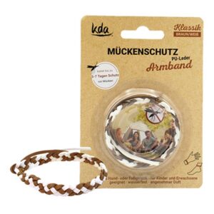 Mückenschutz Armband Pu Leder braun/weiss Kda