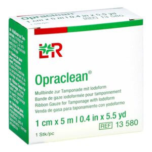 Opraclean Mullbinde zur, zum Tampon.m.Jodoform 1cmx5m