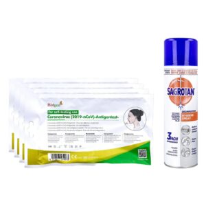 4x Hotgen Coronavirus Nasentest + Sagrotan Hygiene-spray