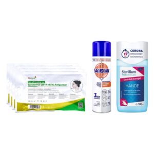 4x Hotgen Coronavirus Nasentest+Sagrotan Hygiene-Spray+Sterilliu