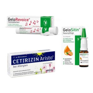 Gelositin Nasenpflege + Gelorevoice + Cetirizintabletten